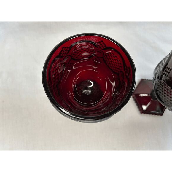 Avon 1876 Cape Cod Ruby Red Wine Glass Set of Three - Picture 3 of 5